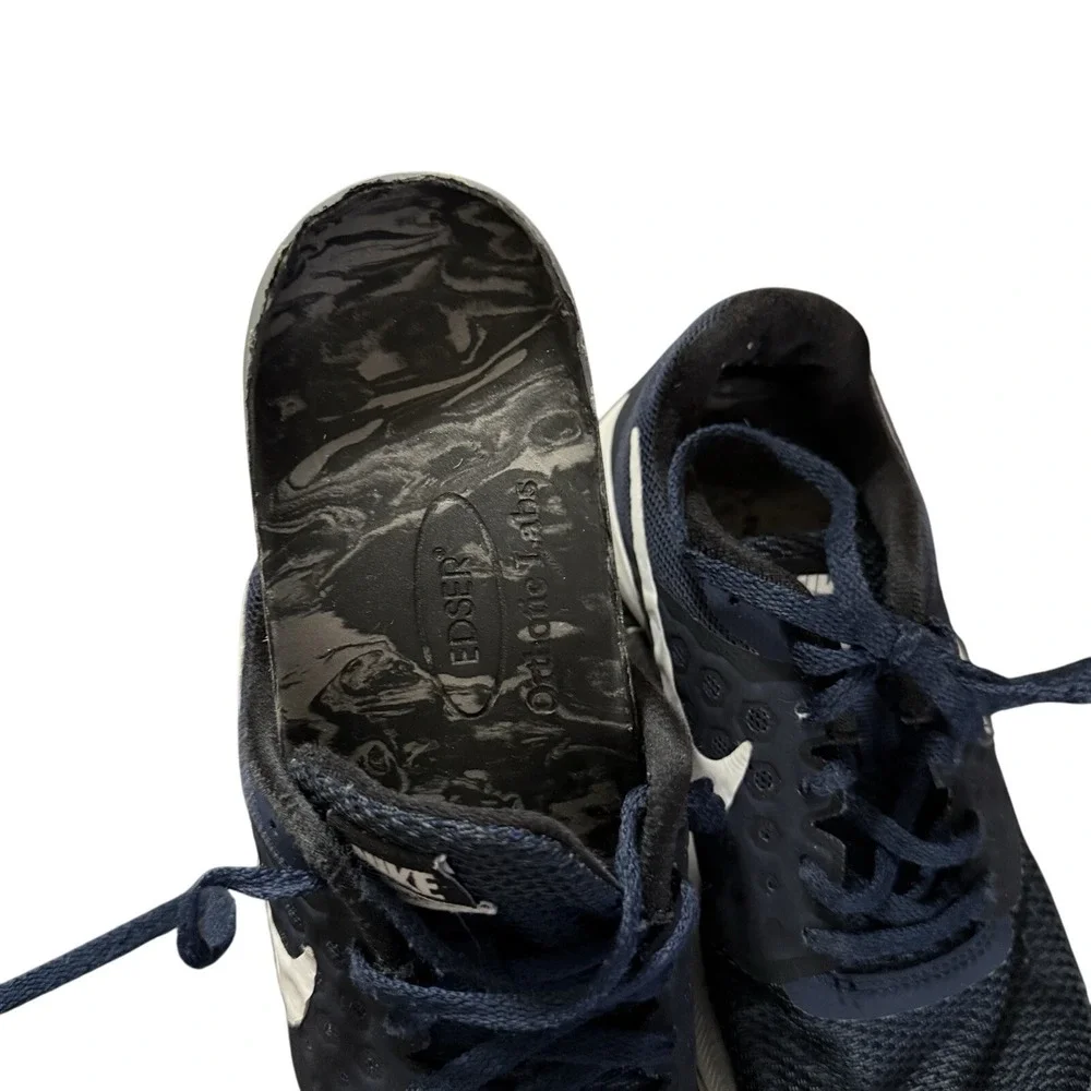 Kids Running Shoes Navy Blue White Size 5Y Athletic Sneakers Lace Up